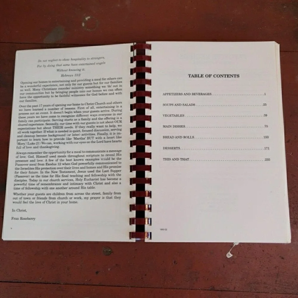 2002 Spiral Bound Cookbook A Harvest Shared -Christ Church Episcopal - Plano, TX